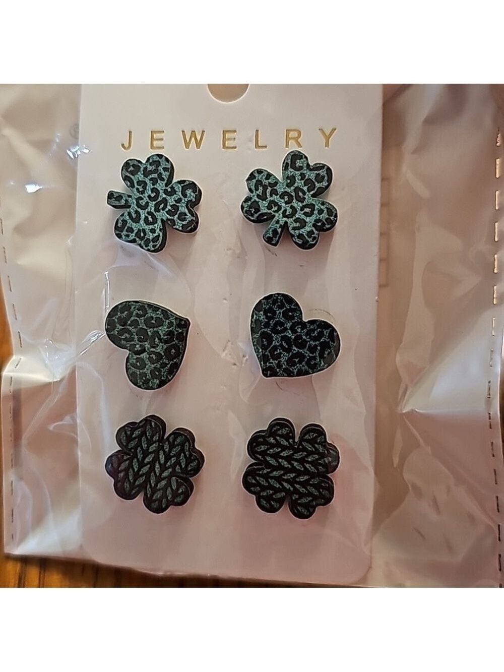 3 pair of patterned st patricks day stud earrings